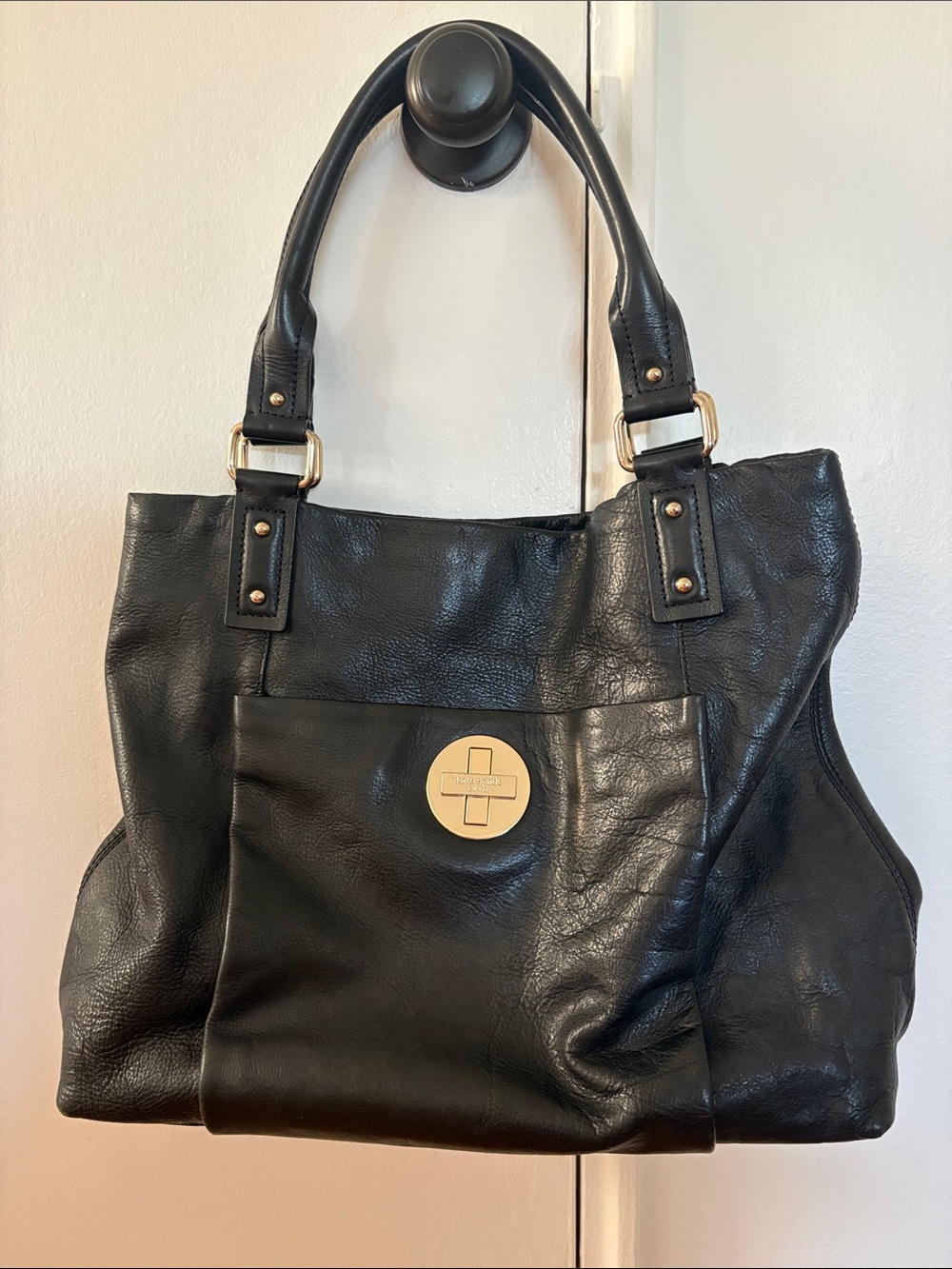 Kate spade Black Tote with silver accents